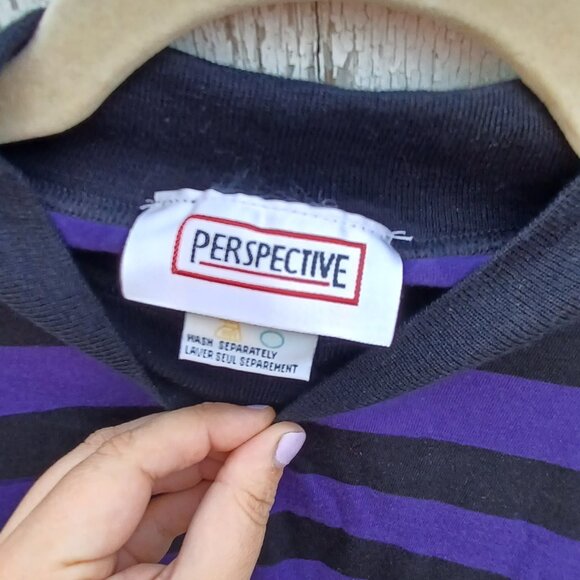 NWT Vintage Perspective Striped Purple and Black Long Sleeve Tee - Picture 3 of 6